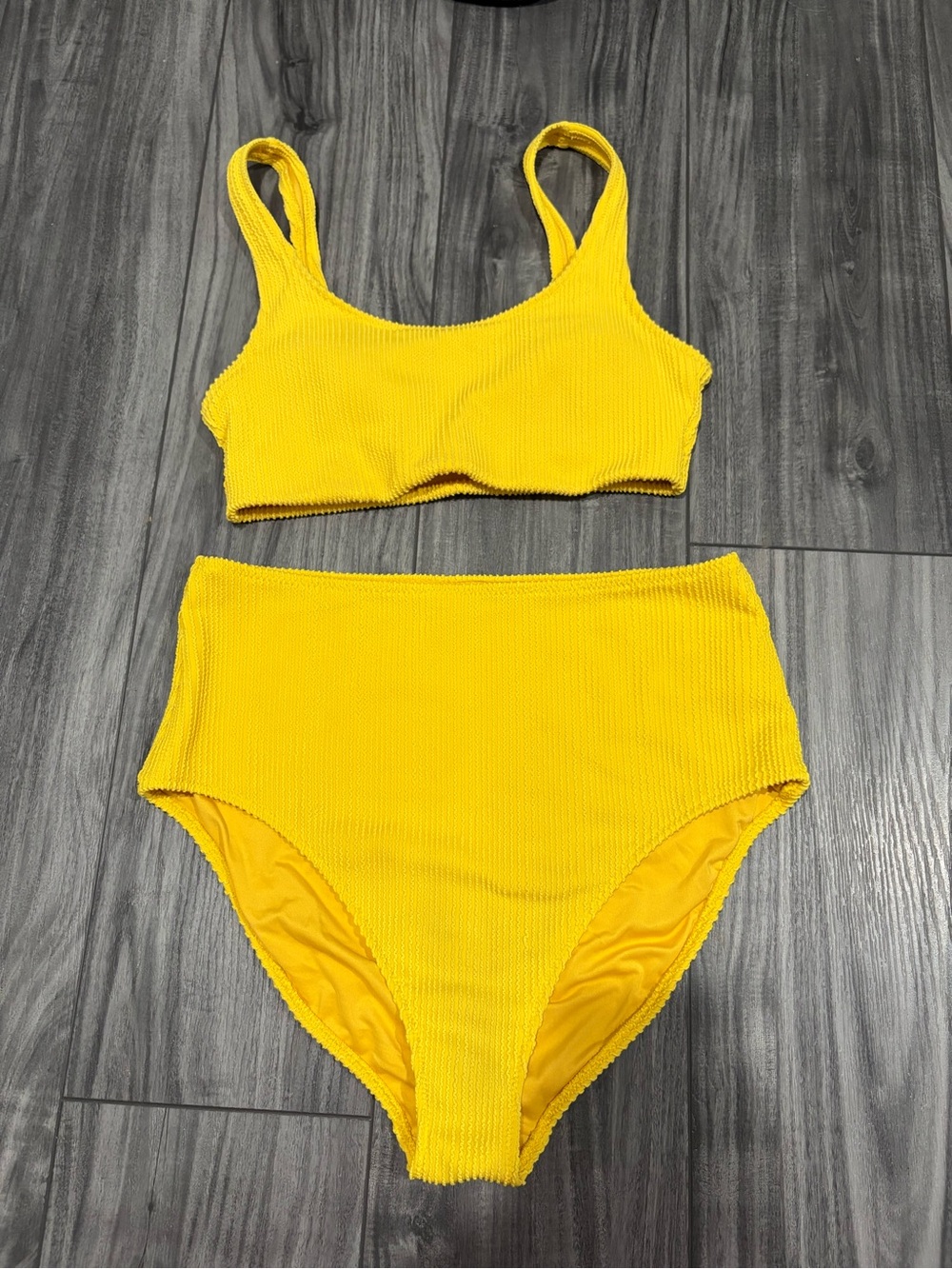 Old Navy Yellow High-Waist Ribbed Bikini Set - Women Intimates & Sleepwear